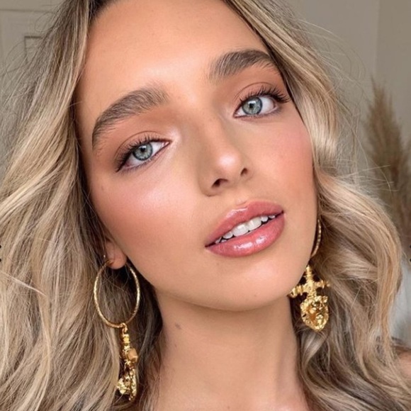 24k Gold Lion Cross Hoop Earrings - Picture 2 of 9